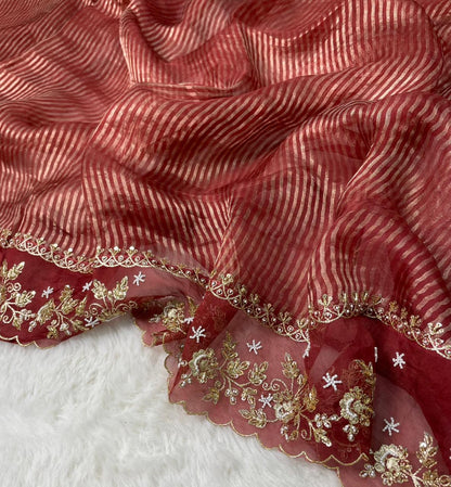 Pure Tissue Handwork Designer Border Saree