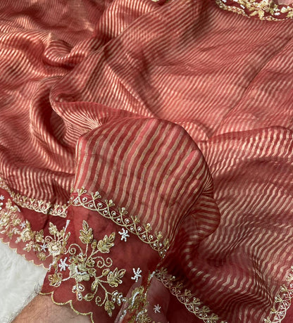 Pure Tissue Handwork Designer Border Saree