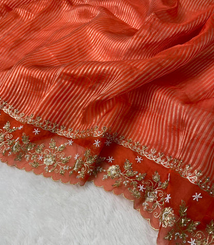 Pure Tissue Handwork Designer Border Saree