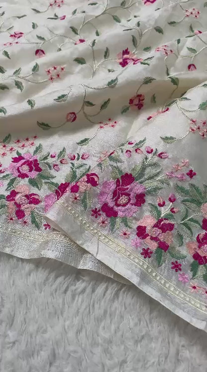 Pure Tussar Silk Embroidery Saree