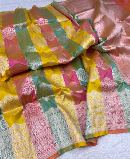 Banarasi Handloom Pure Katan  Cutwork Jangla Saree