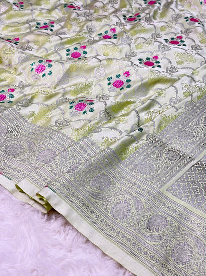 Mashru silks Tilffi Cutwork Jaal Design Saree