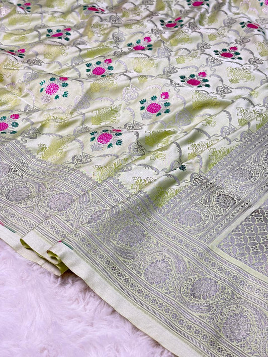 Mashru silks Tilffi Cutwork Jaal Design Saree