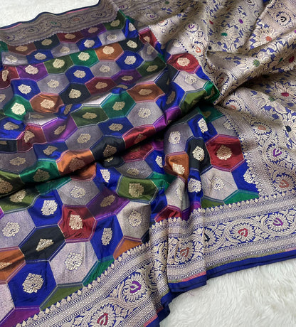 Banarasi Handloom Pure Katan  Cutwork Jangla Saree