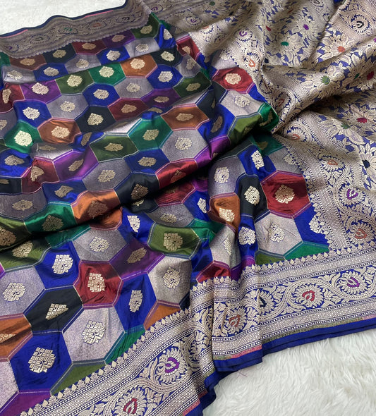 Banarasi Handloom Pure Katan  Cutwork Jangla Saree
