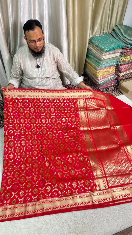 Semi Katan silks Ghadchola saree