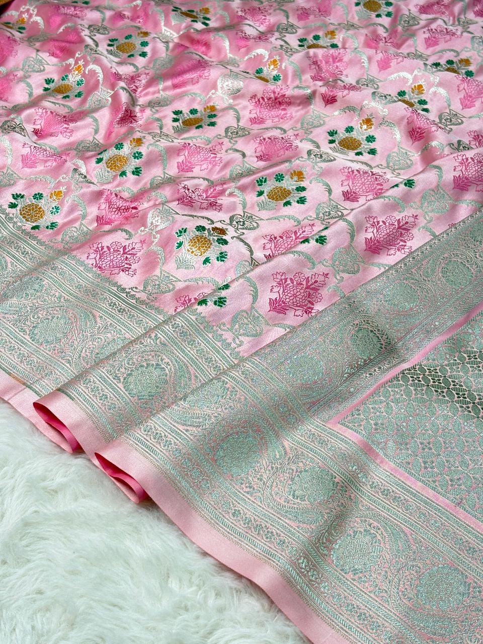 Mashru silks Tilffi Cutwork Jaal Design Saree