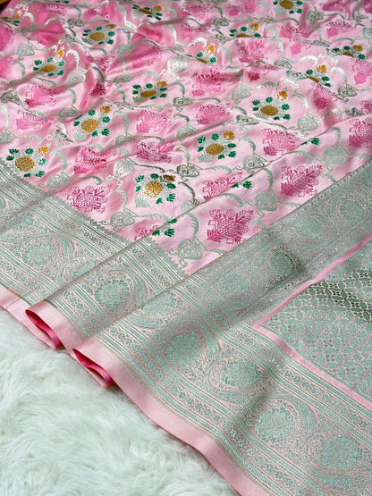 Mashru silks Tilffi Cutwork Jaal Design Saree
