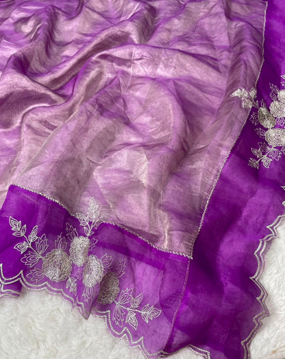 Banarasi Handloom Pure Tissue Organza Embriodery sarees