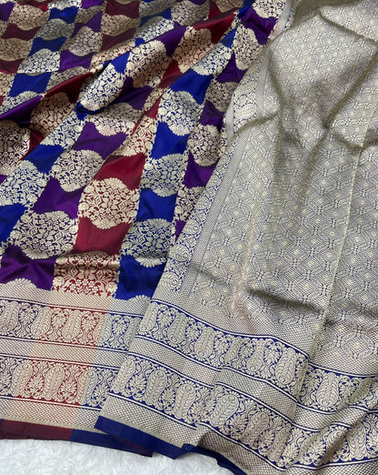 Banarasi Handloom Pure Katan  Cutwork Jangla Saree