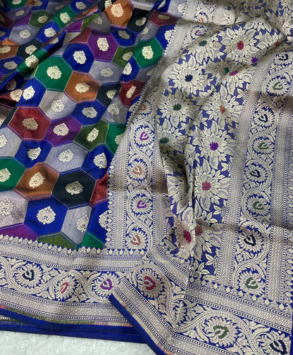 Banarasi Handloom Pure Katan  Cutwork Jangla Saree