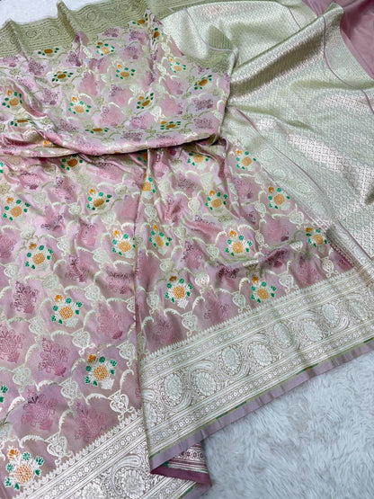 Mashru silks Tilffi Cutwork Jaal Design Saree