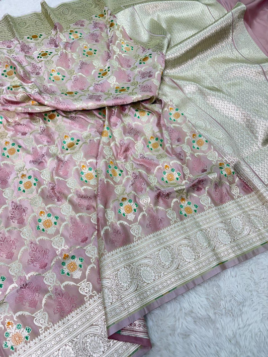 Mashru silks Tilffi Cutwork Jaal Design Saree