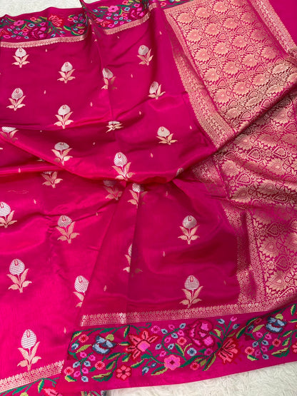 Banaras Handloom Raw Mango Saree with Petit Point Embroidery