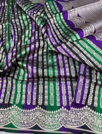 Banarasi Handloom Pure Katan  Cutwork Jangla Saree
