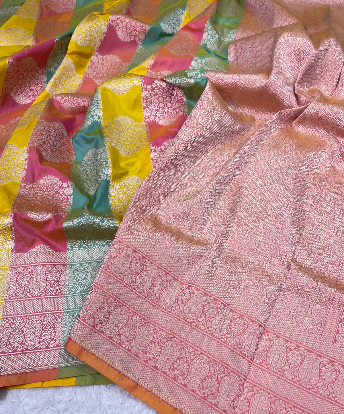 Banarasi Handloom Pure Katan  Cutwork Jangla Saree