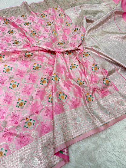 Mashru silks Tilffi Cutwork Jaal Design Saree