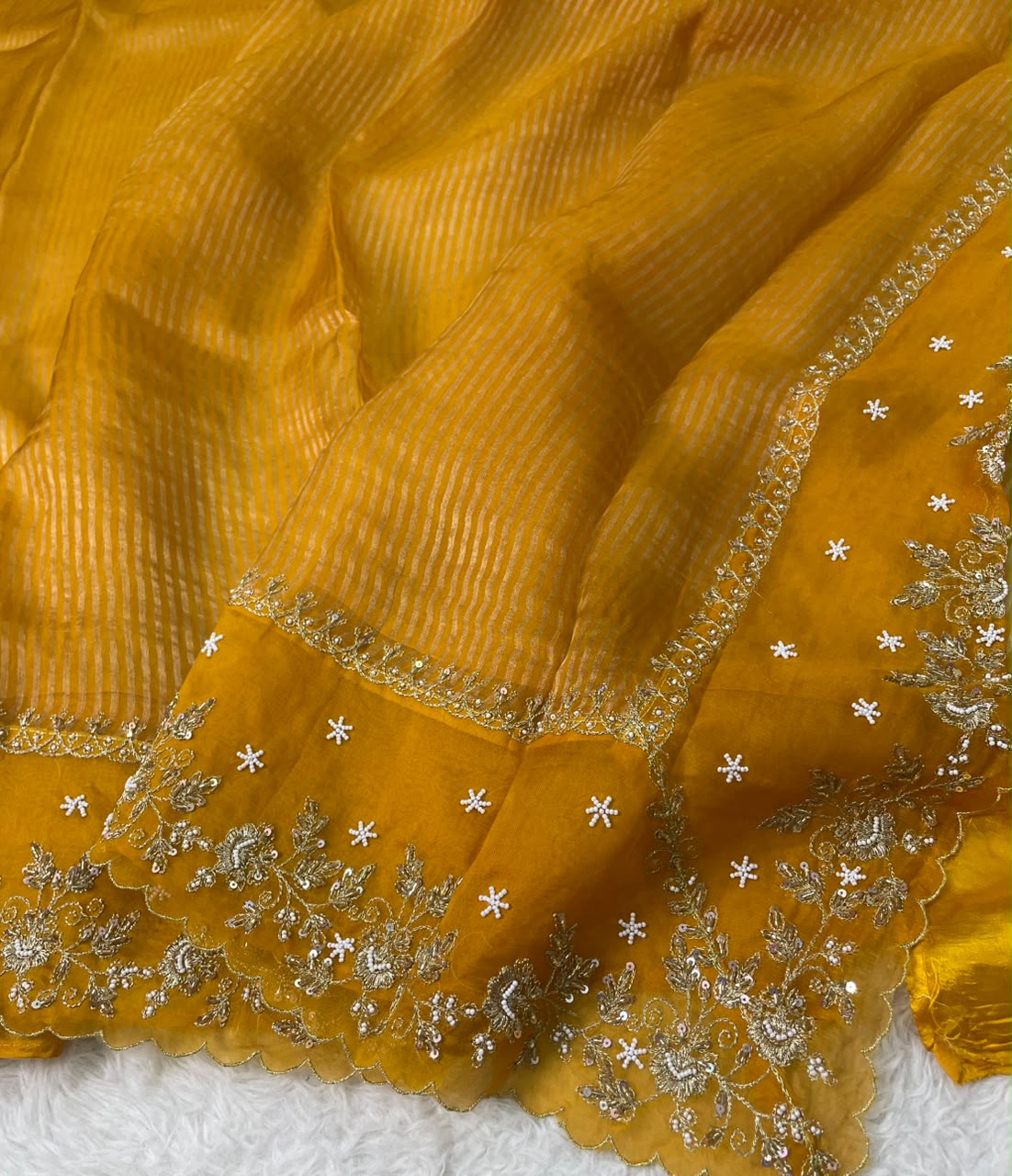 Banarsi Pure Kora Tissue Handwork Embroidery