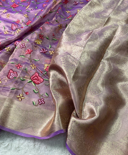 Pure Tissue Petit Point Embroidery Saree