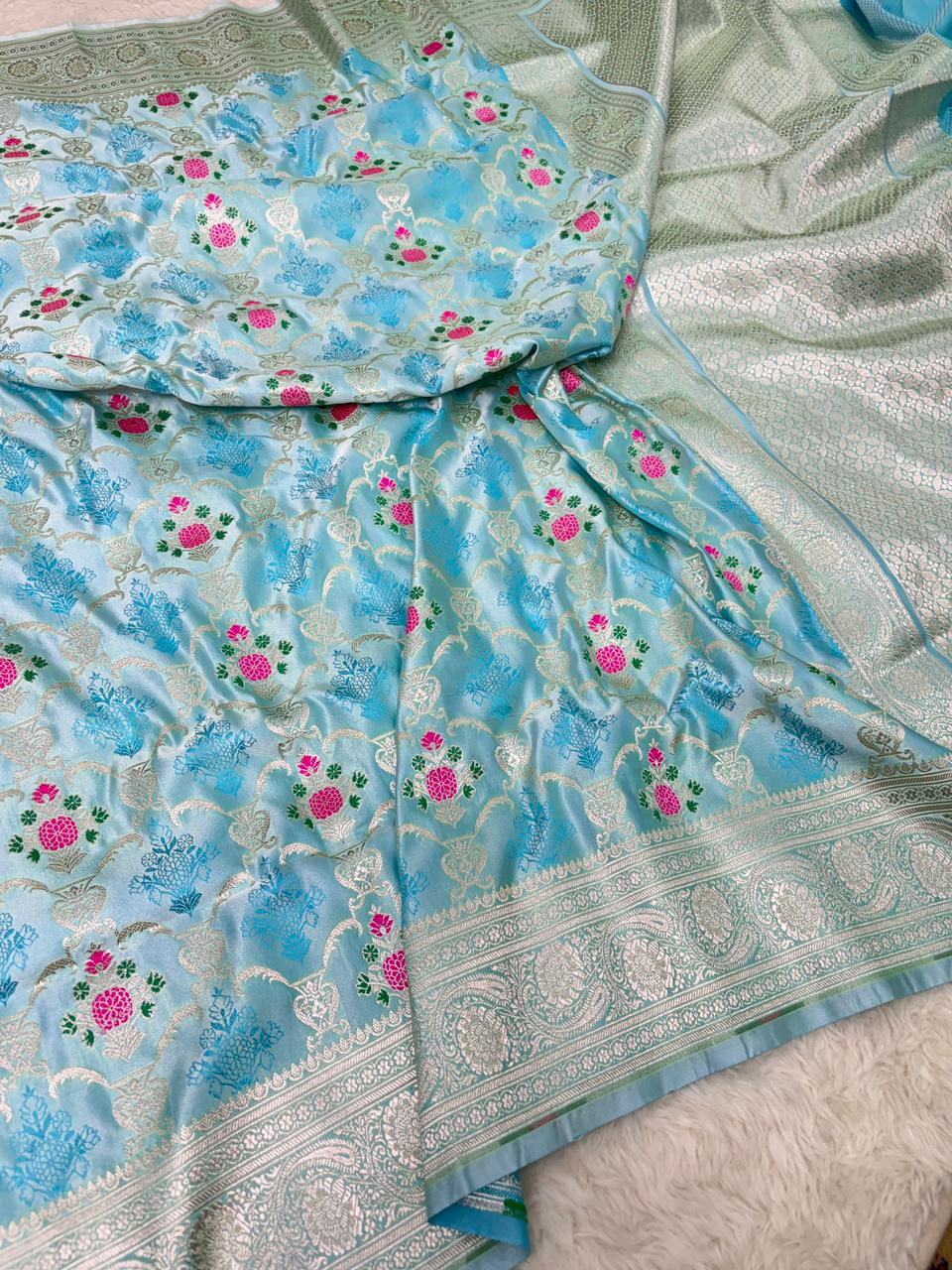 Mashru silks Tilffi Cutwork Jaal Design Saree