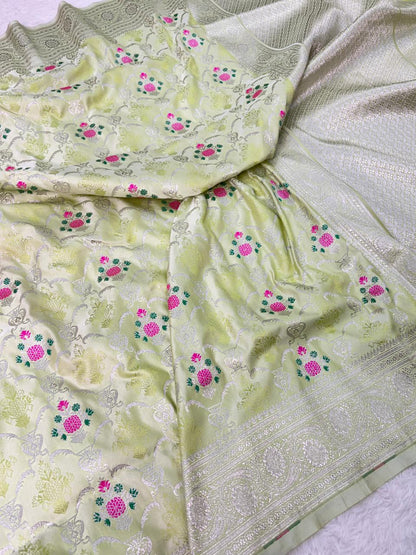 Mashru silks Tilffi Cutwork Jaal Design Saree