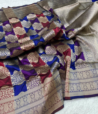 Banarasi Handloom Pure Katan  Cutwork Jangla Saree