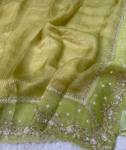 Banarsi Pure Kora Tissue Handwork Embroidery