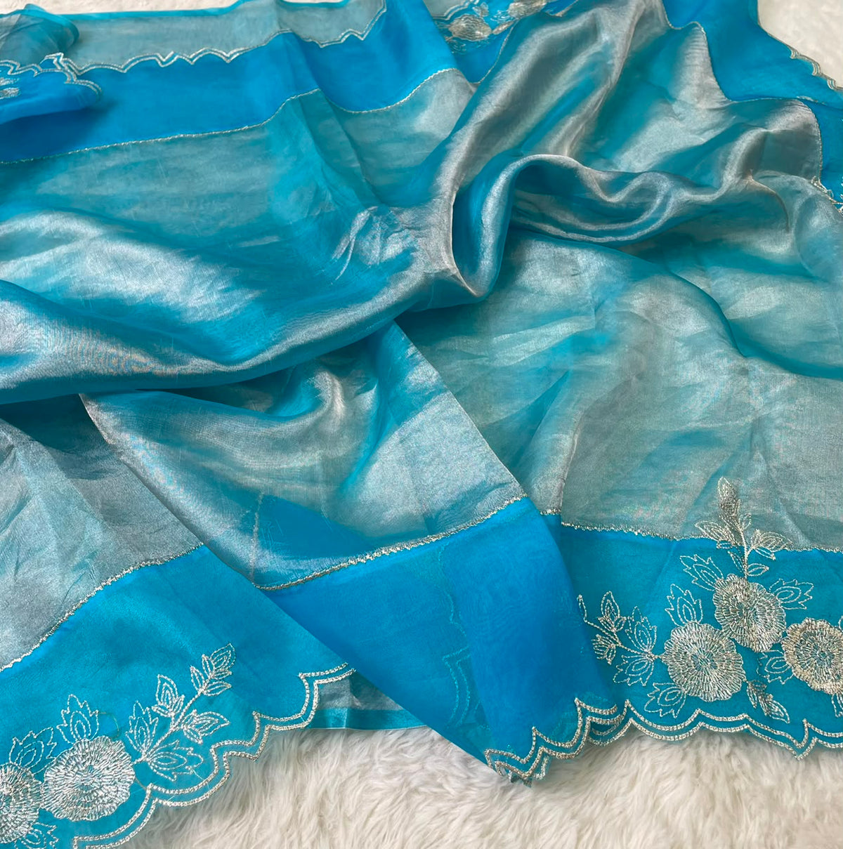 Banarasi Handloom Pure Tissue Organza Embriodery sarees