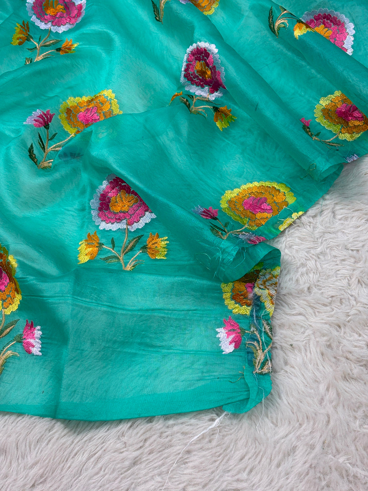 Banarasi Handloom pure kora Organza Heavy Embriodery Saree