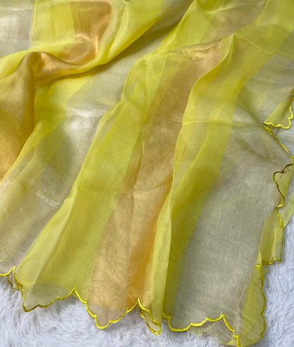 Pure Kora Tissue Banarasi Saree –Sona Rupa Scalloped Weave