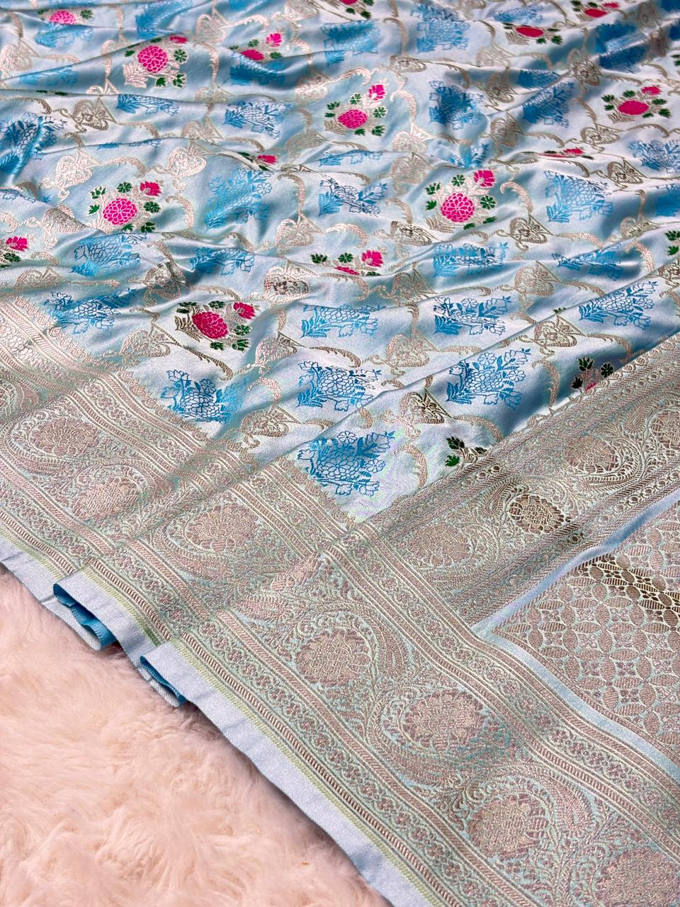 Mashru silks Tilffi Cutwork Jaal Design Saree