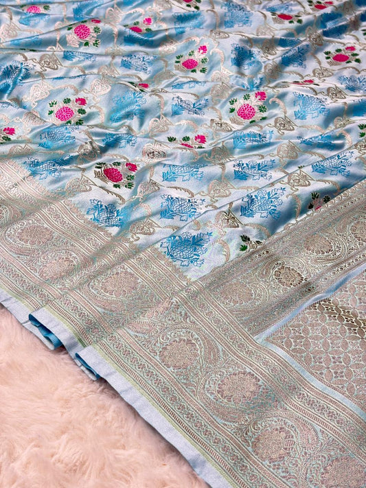 Mashru silks Tilffi Cutwork Jaal Design Saree