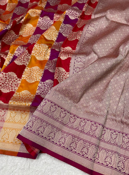 Banarasi Handloom Pure Katan  Cutwork Jangla Saree