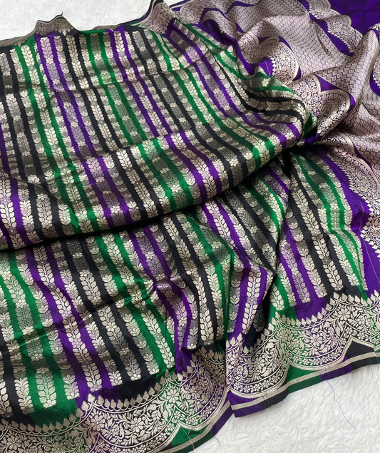 Banarasi Handloom Pure Katan  Cutwork Jangla Saree