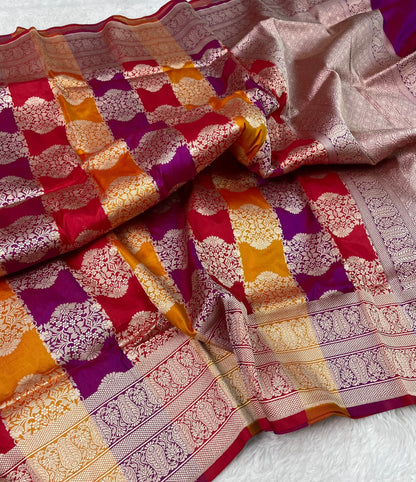 Banarasi Handloom Pure Katan  Cutwork Jangla Saree