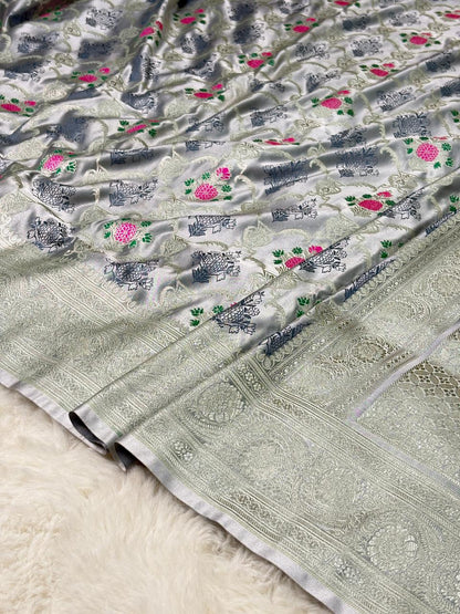 Mashru silks Tilffi Cutwork Jaal Design Saree