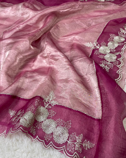Banarasi Handloom Pure Tissue Organza Embriodery sarees