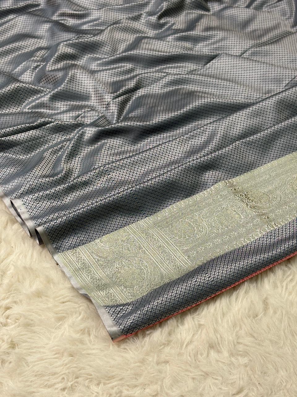 Mashru silks Tilffi Cutwork Jaal Design Saree