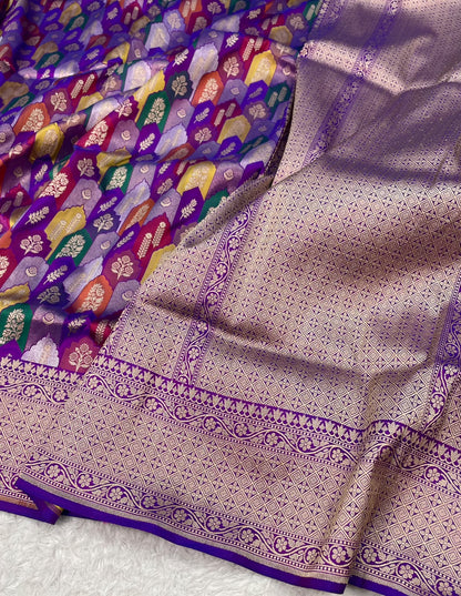 Banarasi Handloom Pure Katan  Cutwork Jangla Saree