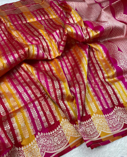 Banarasi Handloom Pure Katan  Cutwork Jangla Saree