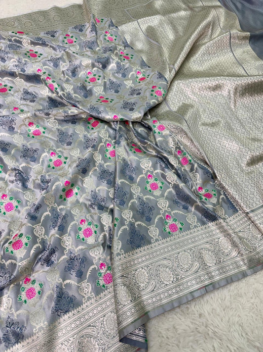 Mashru silks Tilffi Cutwork Jaal Design Saree