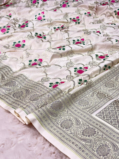 Mashru silks Tilffi Cutwork Jaal Design Saree