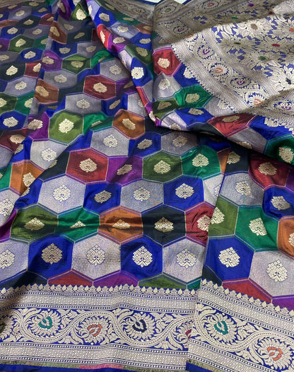 Banarasi Handloom Pure Katan  Cutwork Jangla Saree