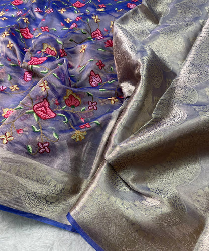 Pure Tissue Petit Point Embroidery Saree