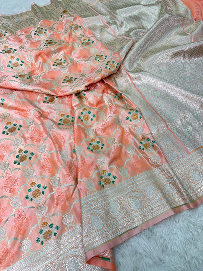 Mashru silks Tilffi Cutwork Jaal Design Saree