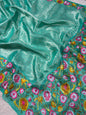 Banarasi Handloom pure kora Organza Heavy Embriodery Saree