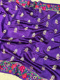 Banaras Handloom Raw Mango Saree with Petit Point Embroidery