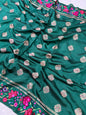 Banaras Handloom Raw Mango Saree with Petit Point Embroidery