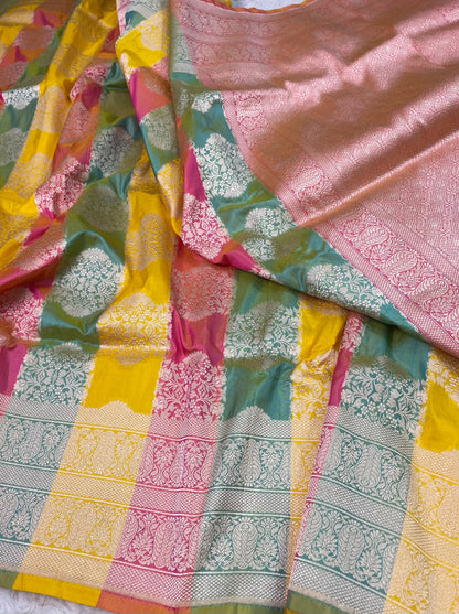 Banarasi Handloom Pure Katan  Cutwork Jangla Saree