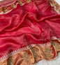 Banarasi Pure kora tissue stripes with handwork embroidery